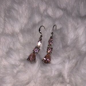 Pink crystal drop earrings (fish hooks backings)